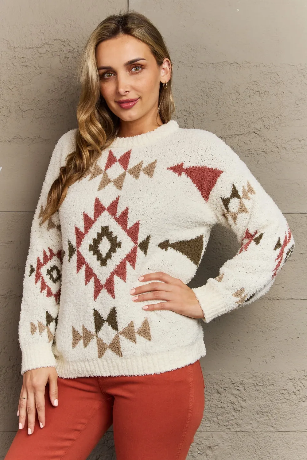 HEYSON Cozy Sunday Aztec Fuzzy Sweater