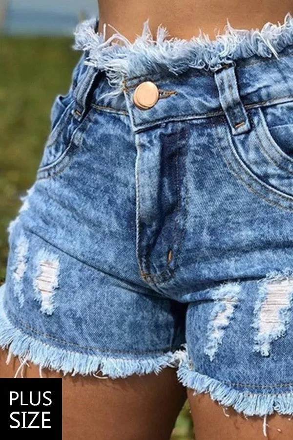 Hot Girl Summer Denim Distressed Shorts