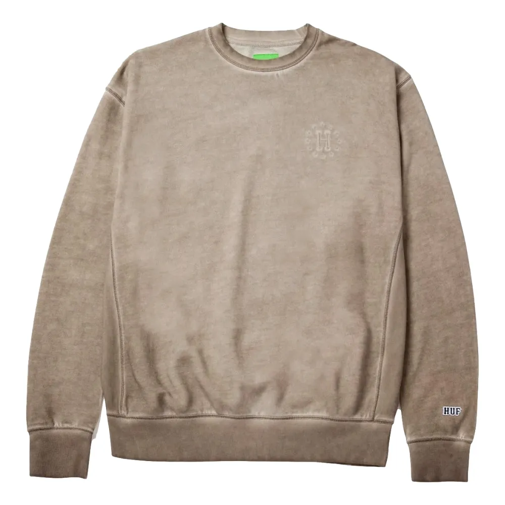 HUF 12 GALAXIES FADED CREWNECK-KHAKI