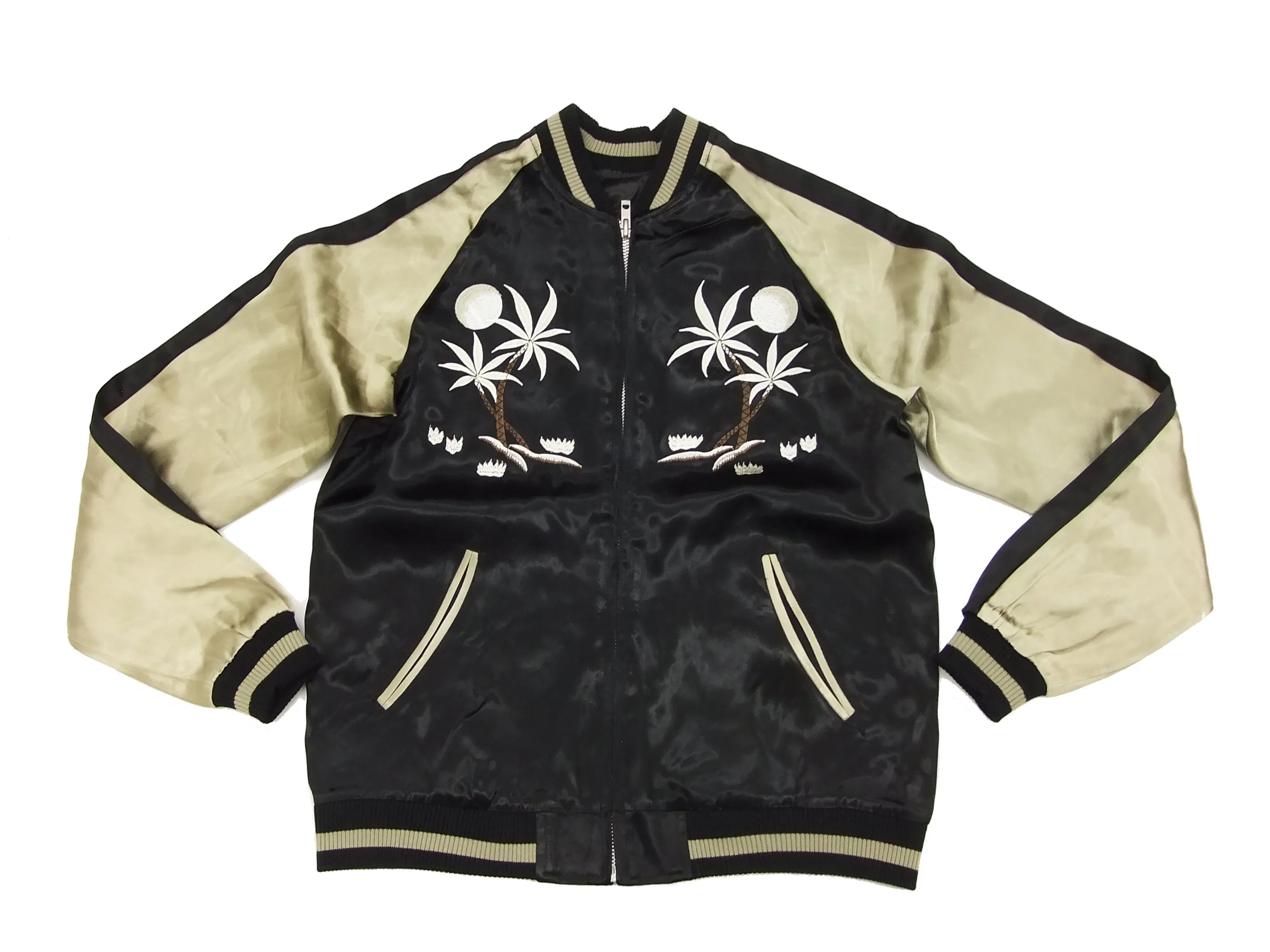 Japanesque Japanese Souvenir Jacket 3RSJ-026 Hawaii Men's Sukajan Black/Beige