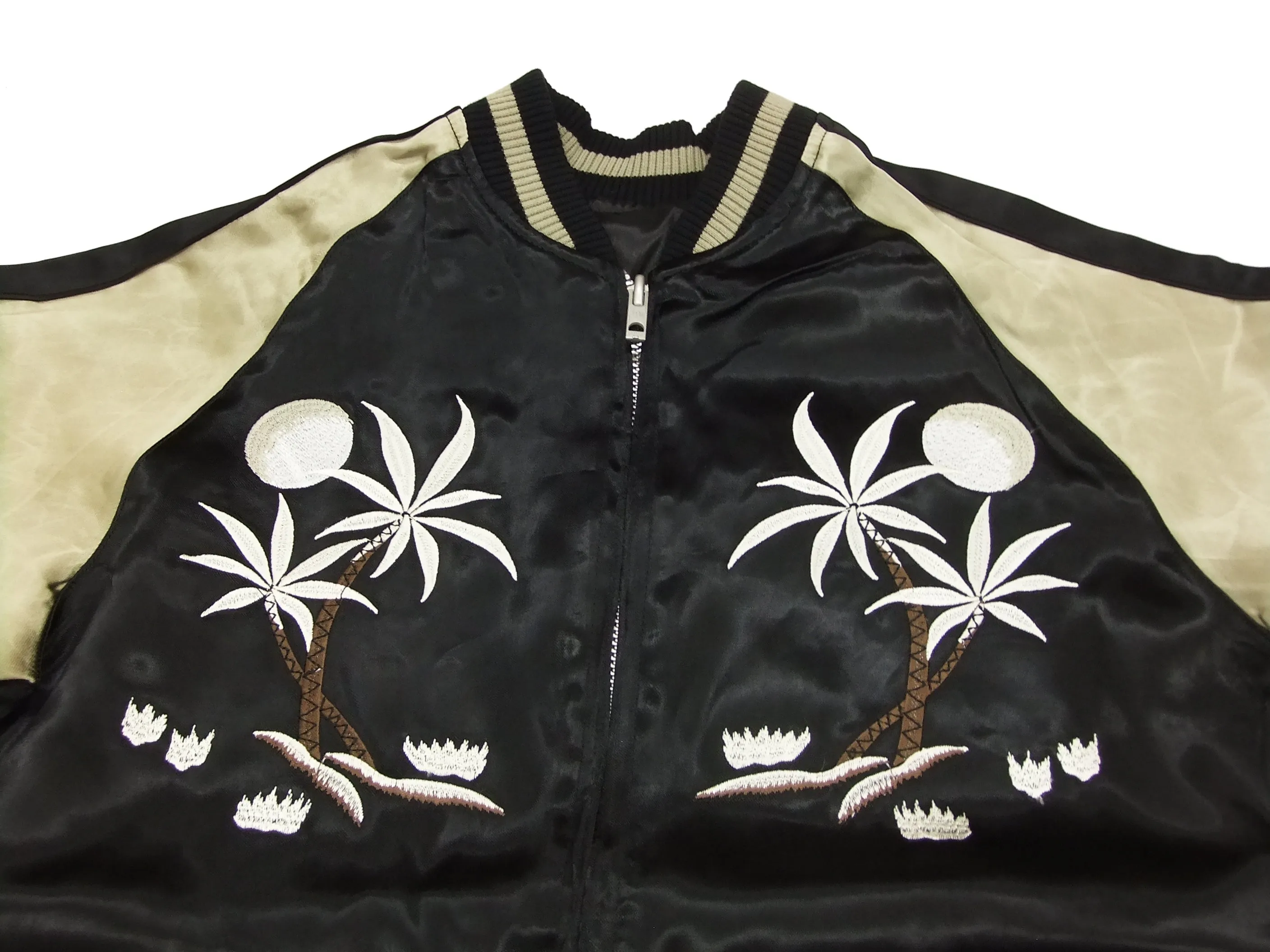 Japanesque Japanese Souvenir Jacket 3RSJ-026 Hawaii Men's Sukajan Black/Beige