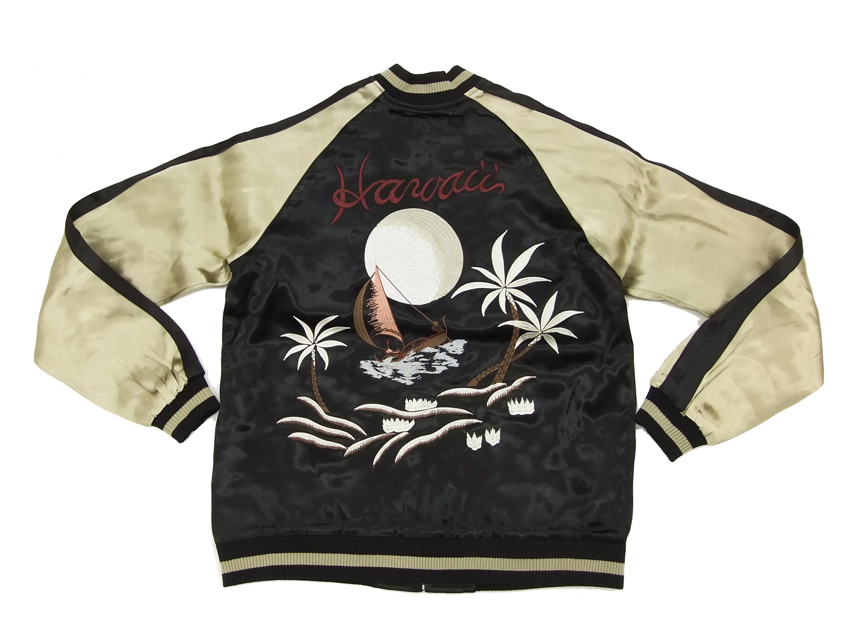 Japanesque Japanese Souvenir Jacket 3RSJ-026 Hawaii Men's Sukajan Black/Beige