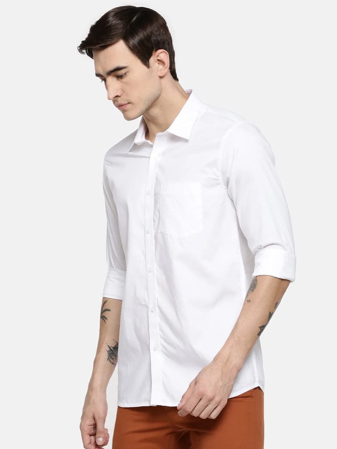 JDC Formal Solid shirts-White