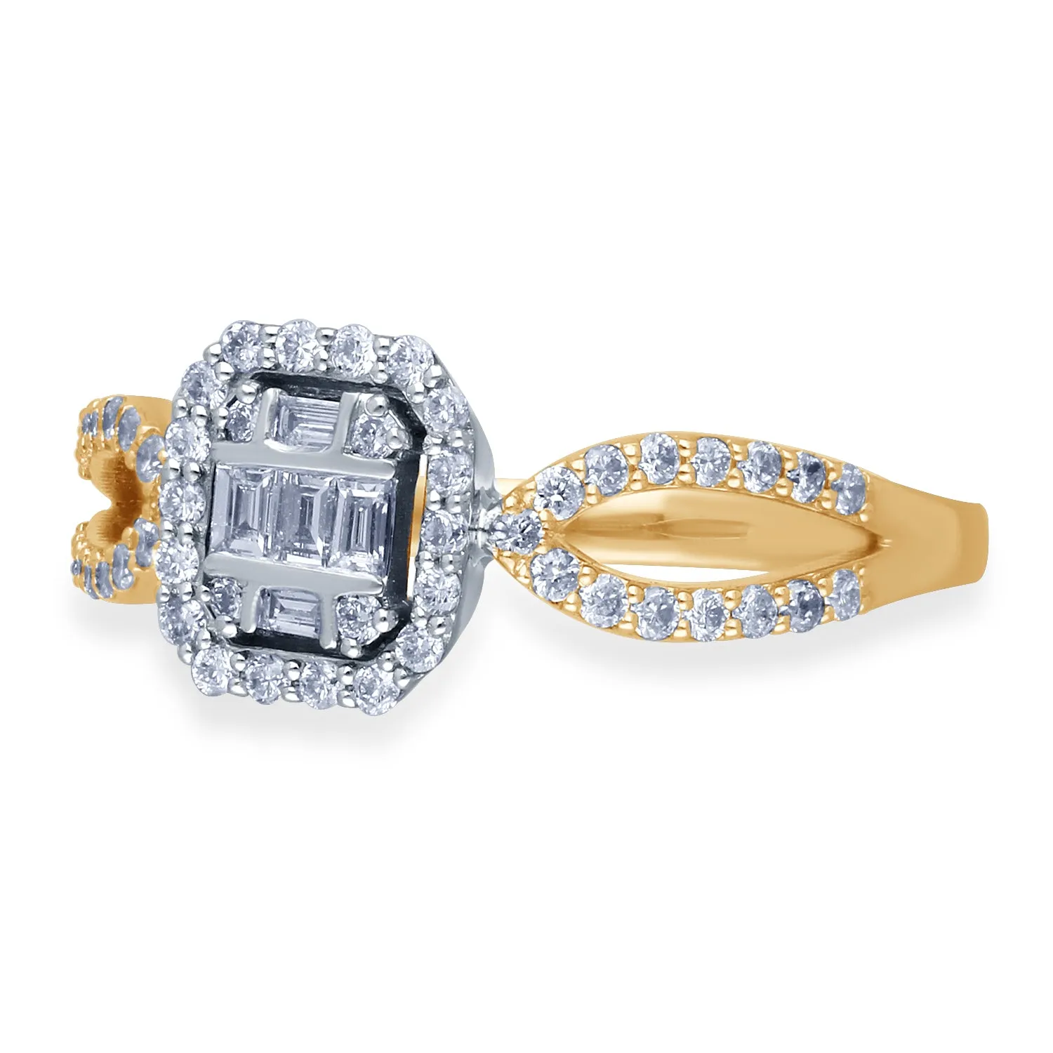 Kallati Eternal Cluster Diamond Engagement Ring in 14K yellow Gold