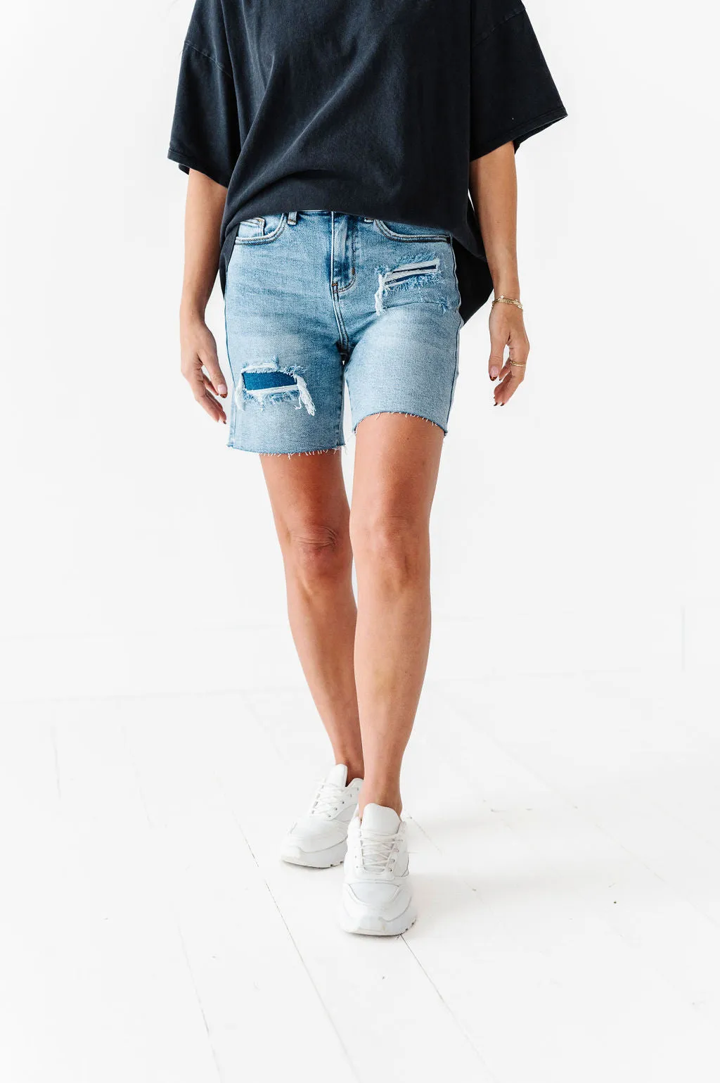 Knox Distressed Patch Shorts