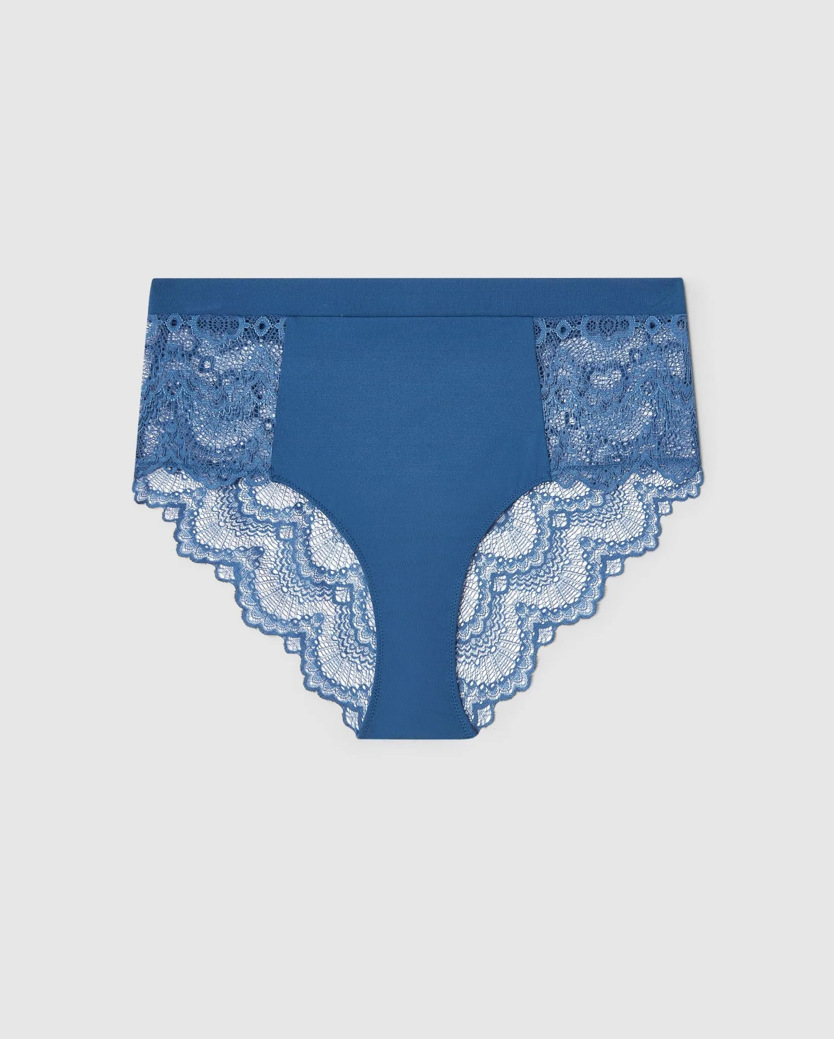 Lace Highwaist Briefs Faded Blue