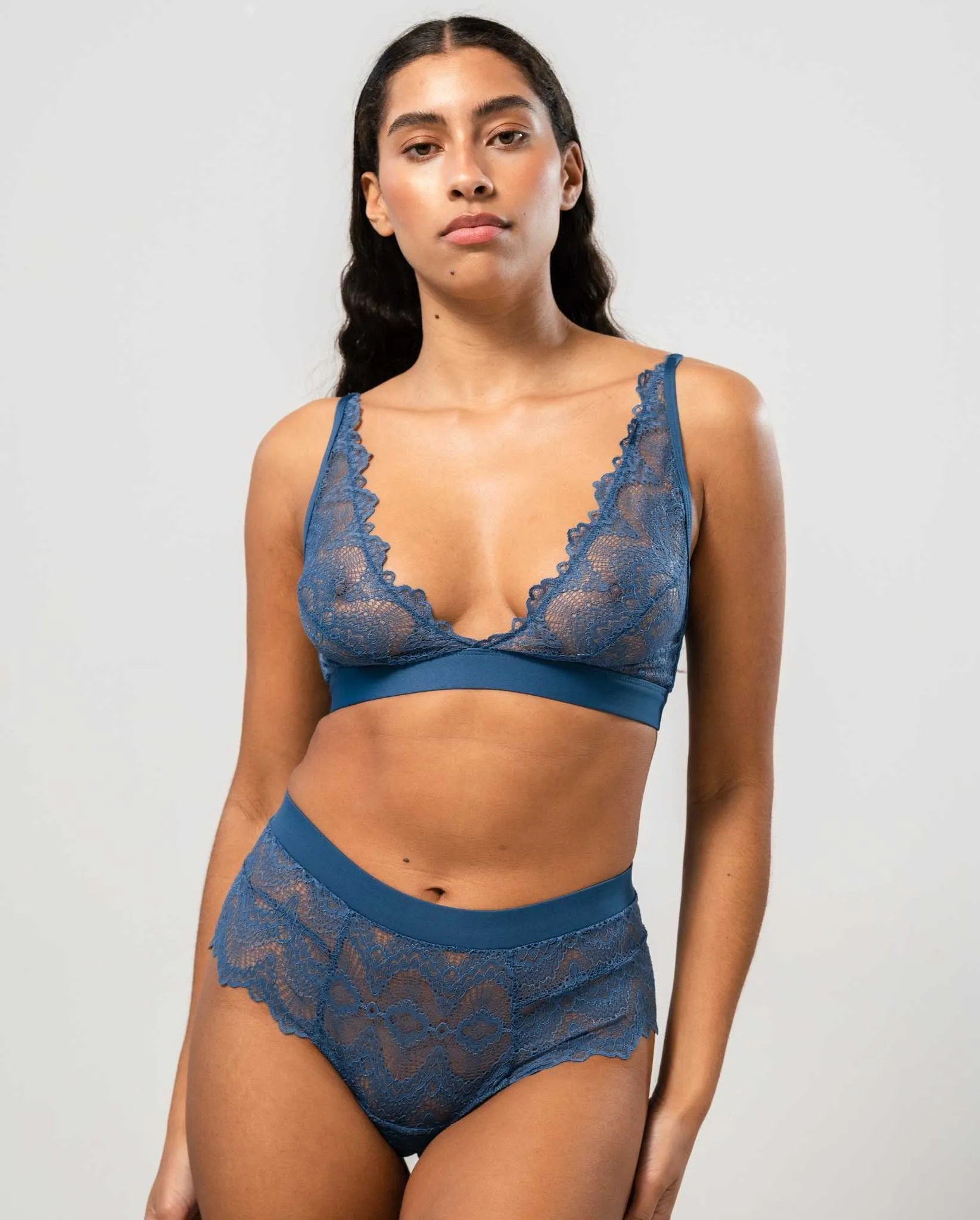 Lace Highwaist String Faded Blue