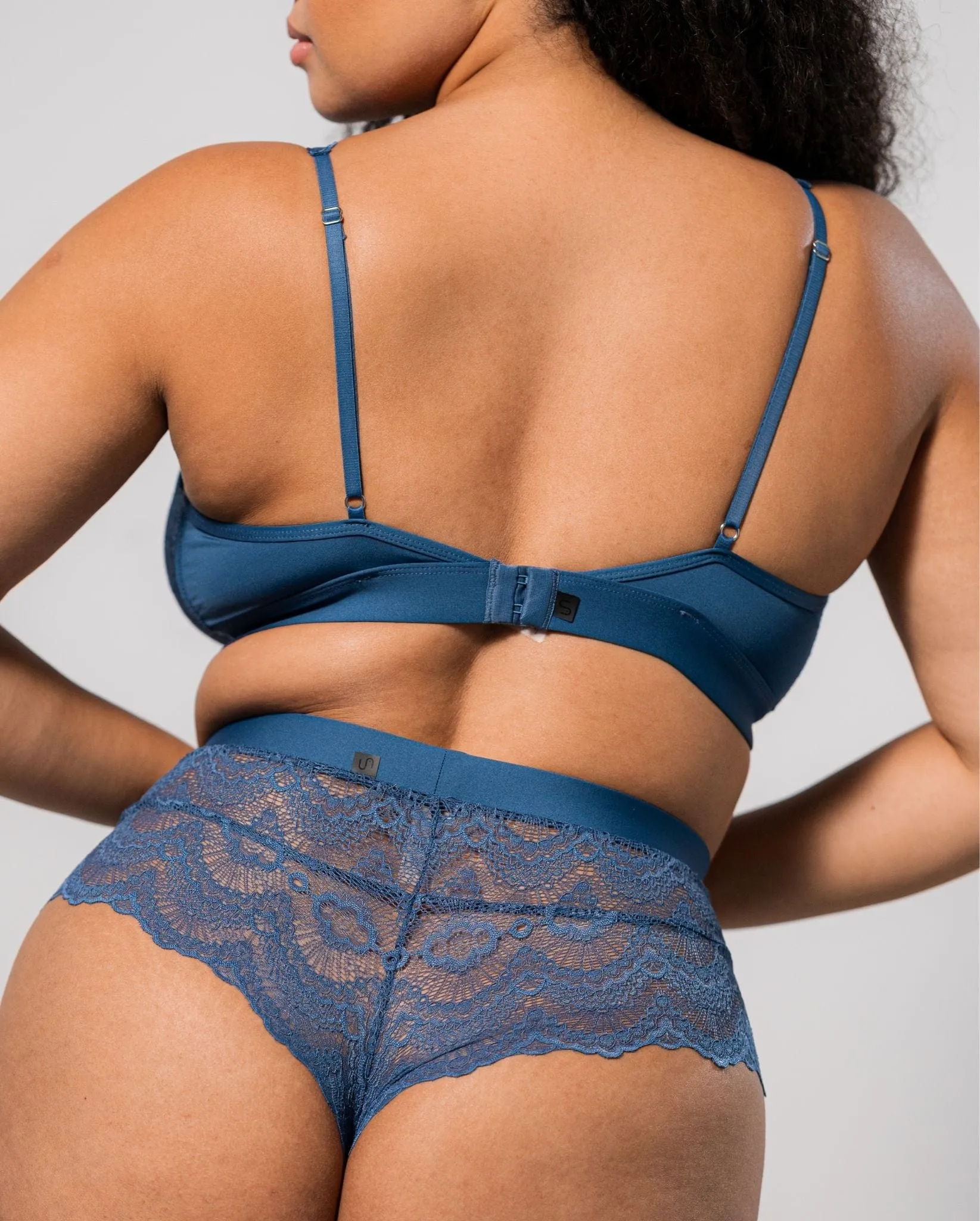 Lace Plunge Bralette Faded Blue