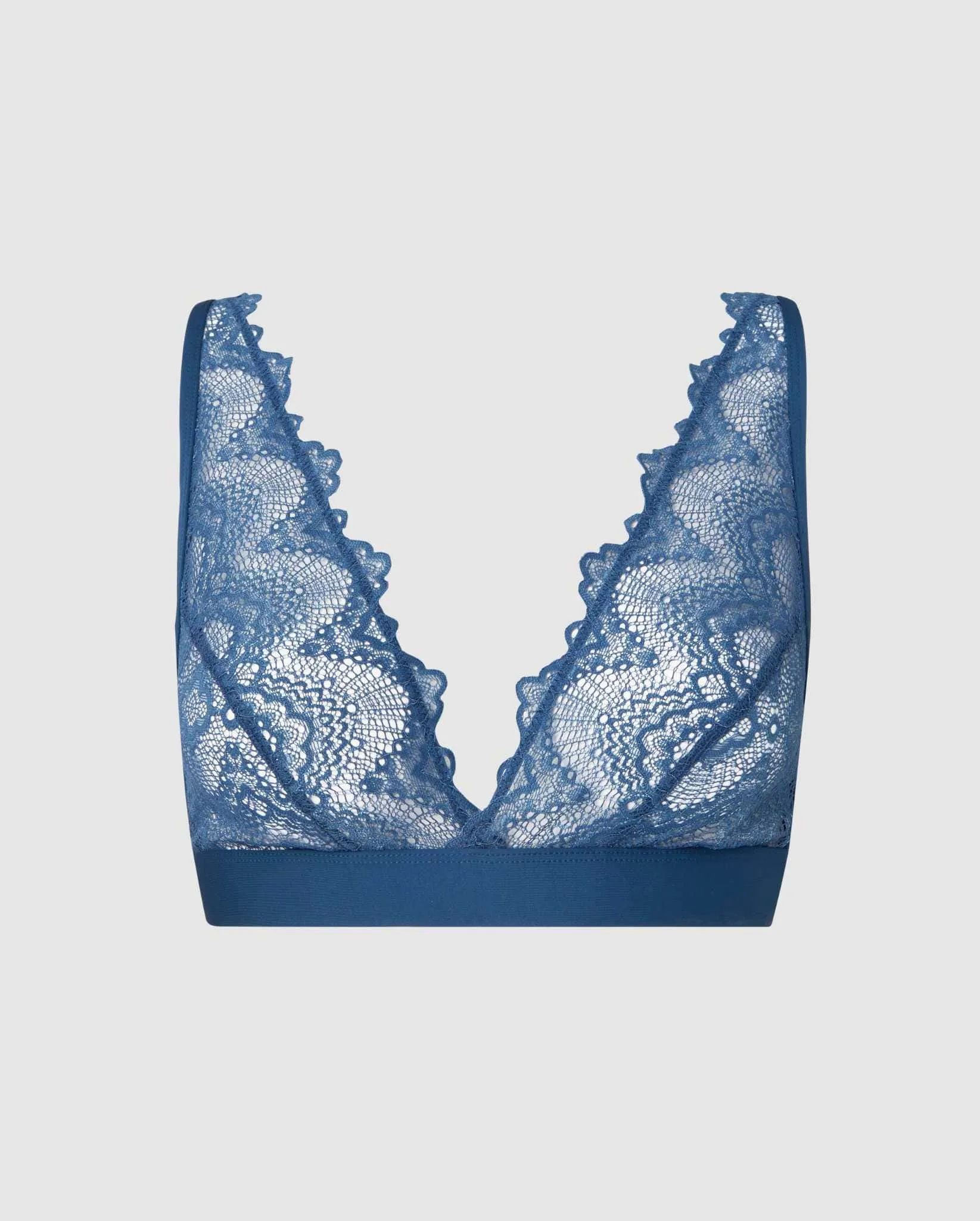 Lace Plunge Bralette Faded Blue