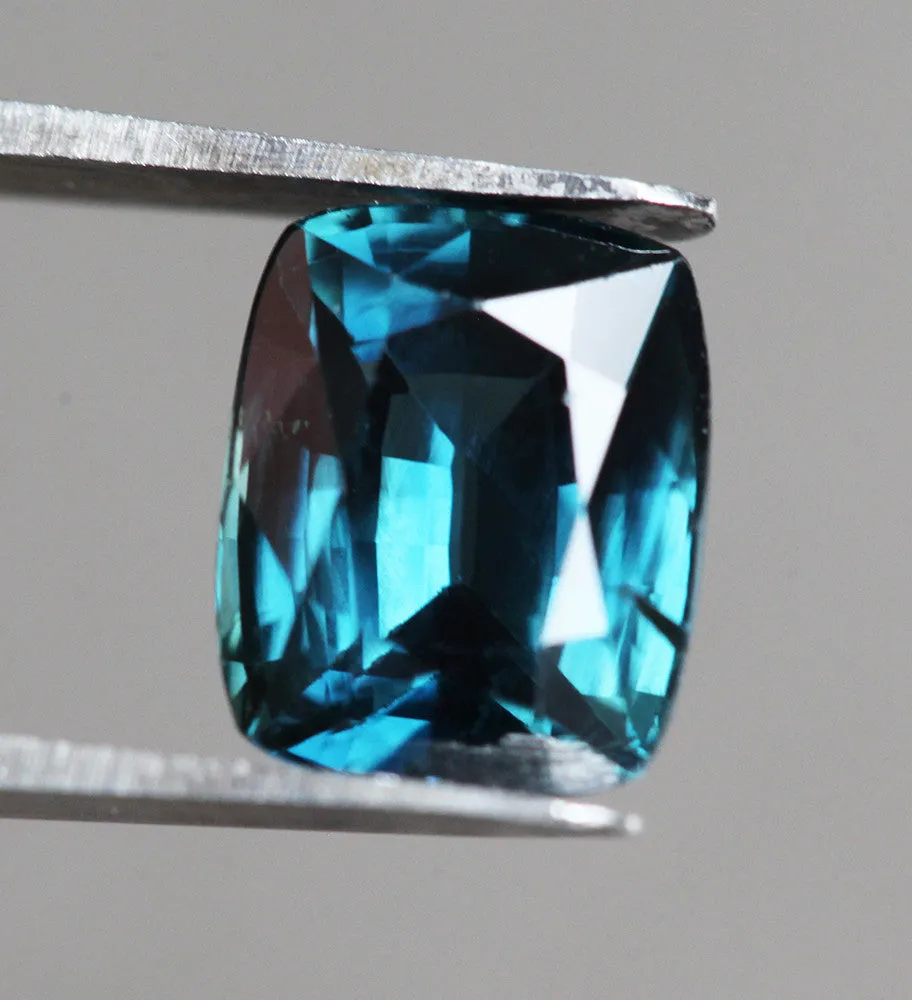 Loose 2.63 Ct Cushion Teal Sapphire