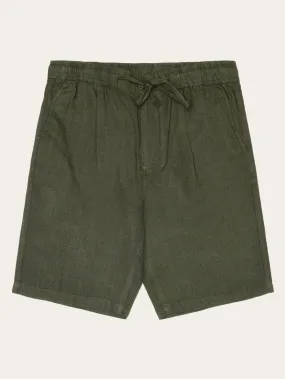 Loose Linen shorts - Burned Olive