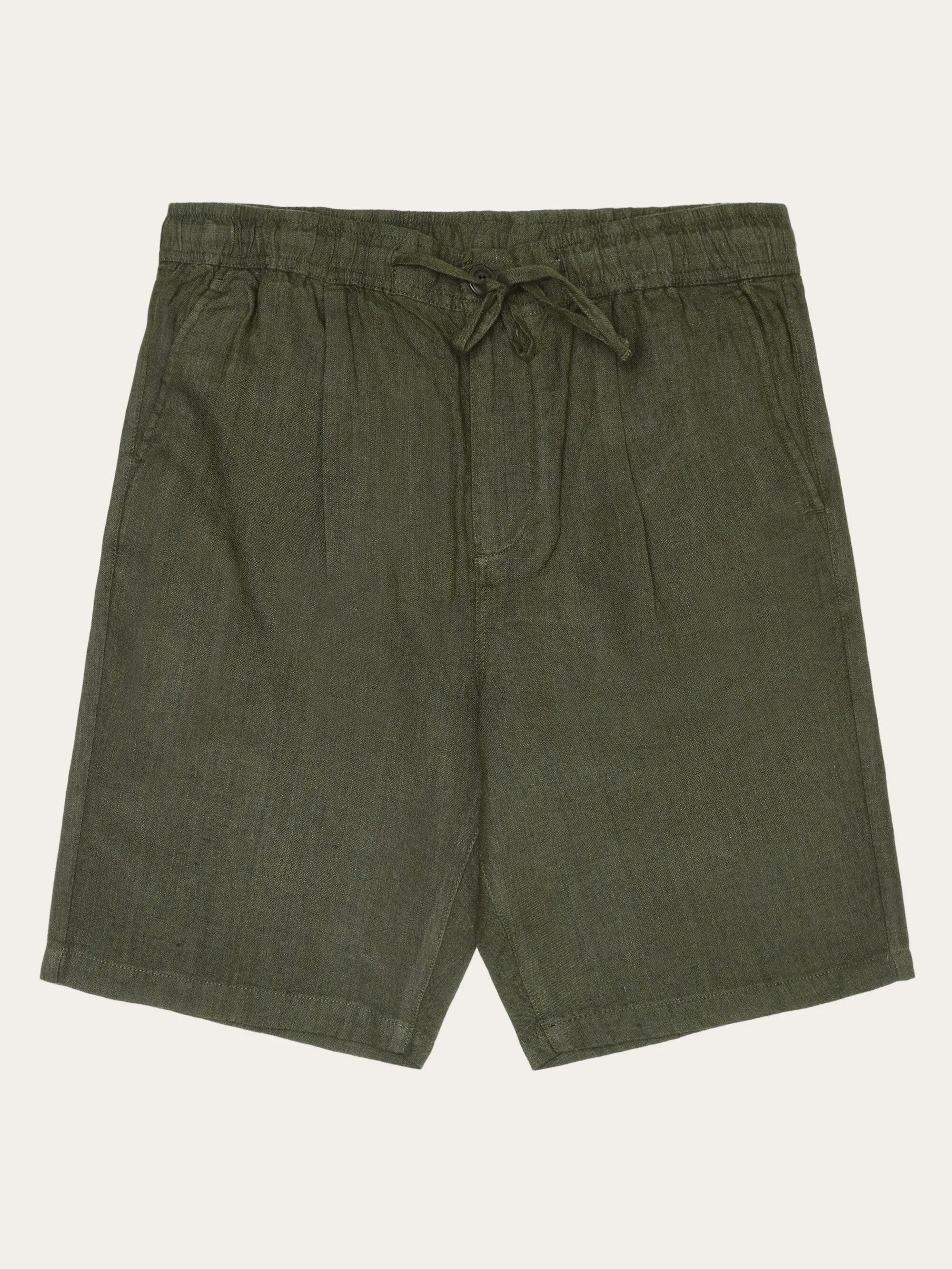 Loose Linen shorts - Burned Olive