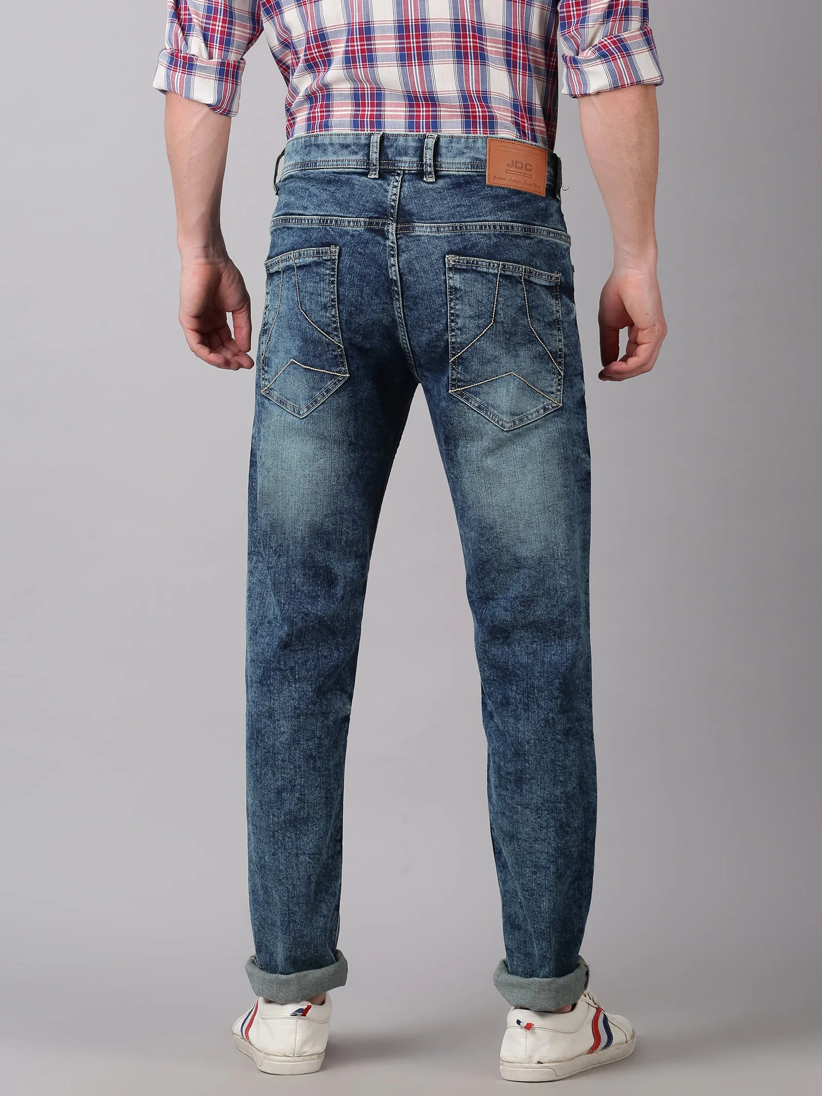 MEN'S BLUE FADED WASH SLIM FIT JEANS