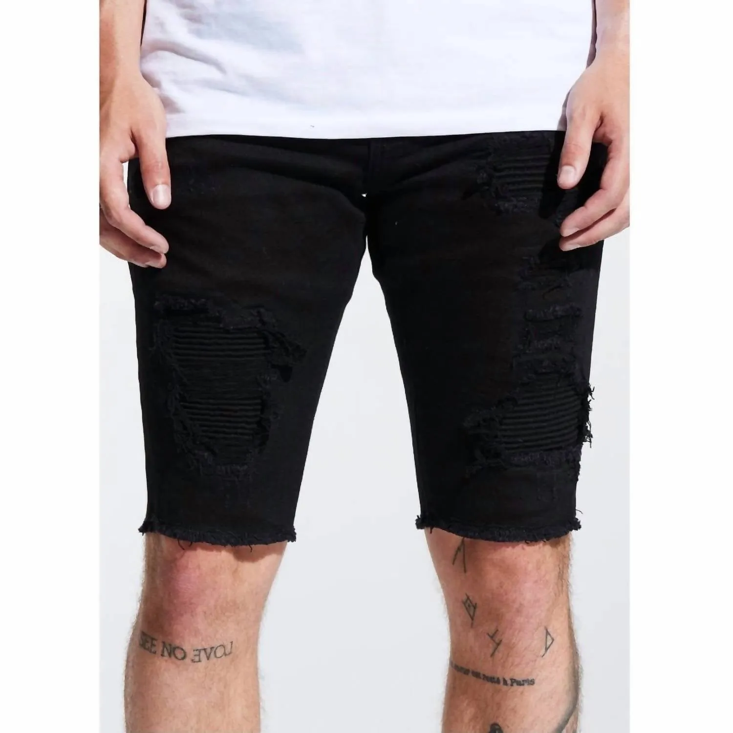 Men's Rip & Repair Spencer Shorts In Jet Black