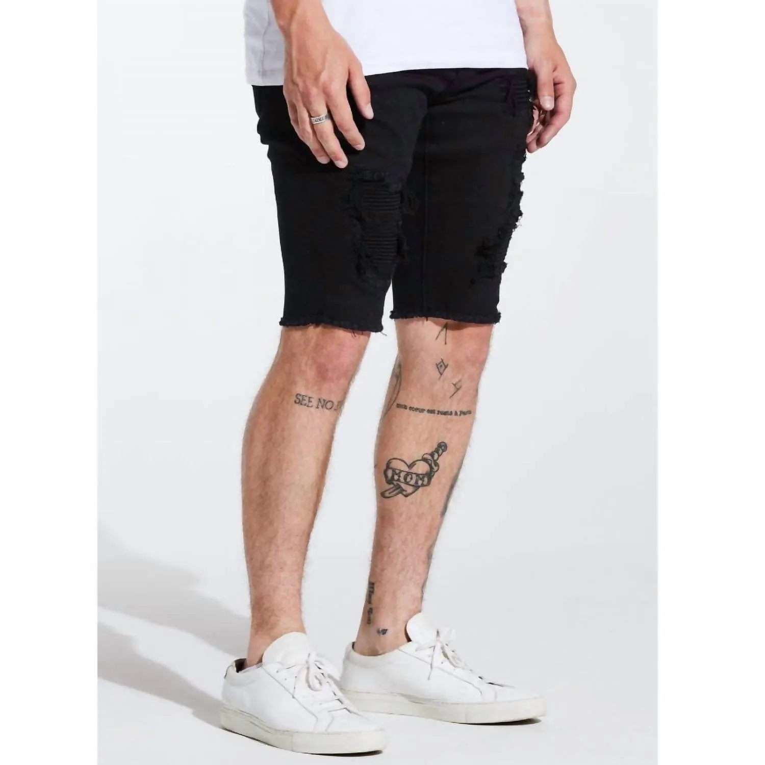 Men's Rip & Repair Spencer Shorts In Jet Black