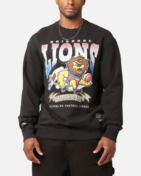 Faded Black Brisbane Lions Character Crewneck by Mitchell & Ness