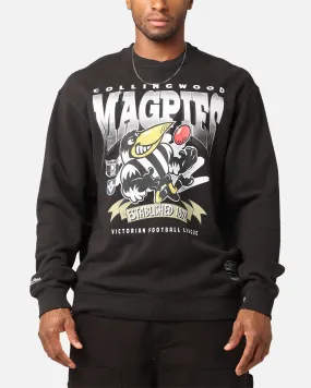 Mitchell & Ness Collingwood Magpies Faded Black Character Crewneck Sweatshirt