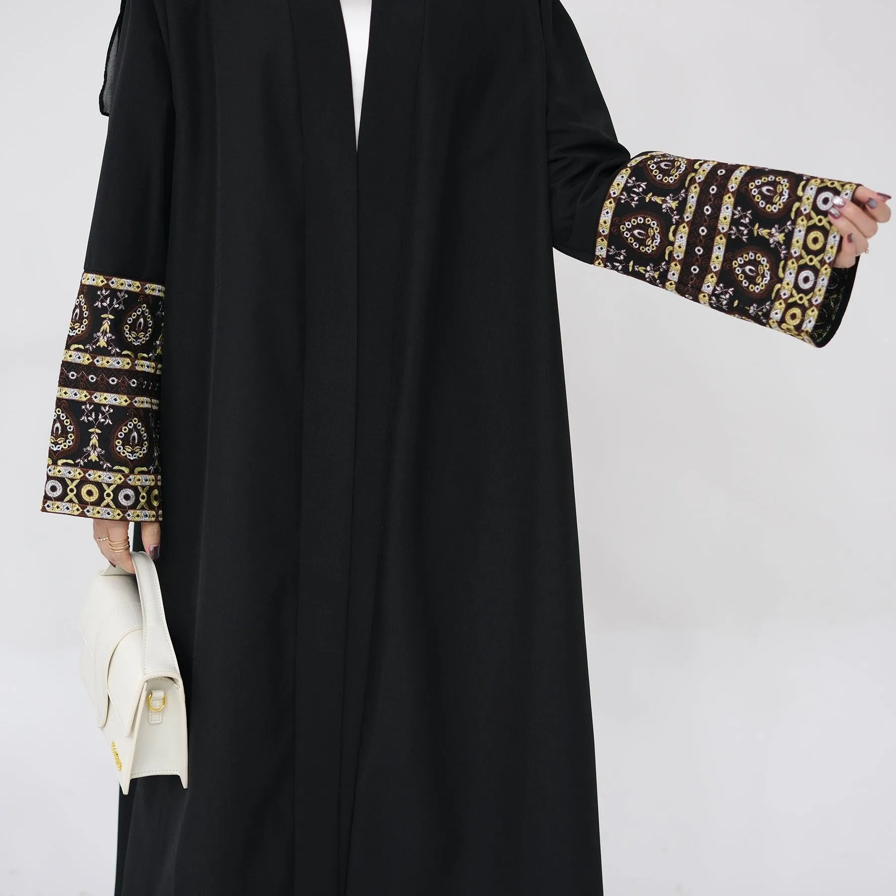 MOA039 Exquisite Embroidery Set Open Abaya