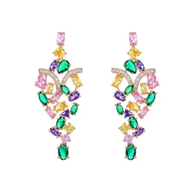 【ODN-E1104】S925 Silver Earrings Luxury Heavy-duty Color Zircon Earrings Jewelry 2022 New Earrings Women's Exquisite Design