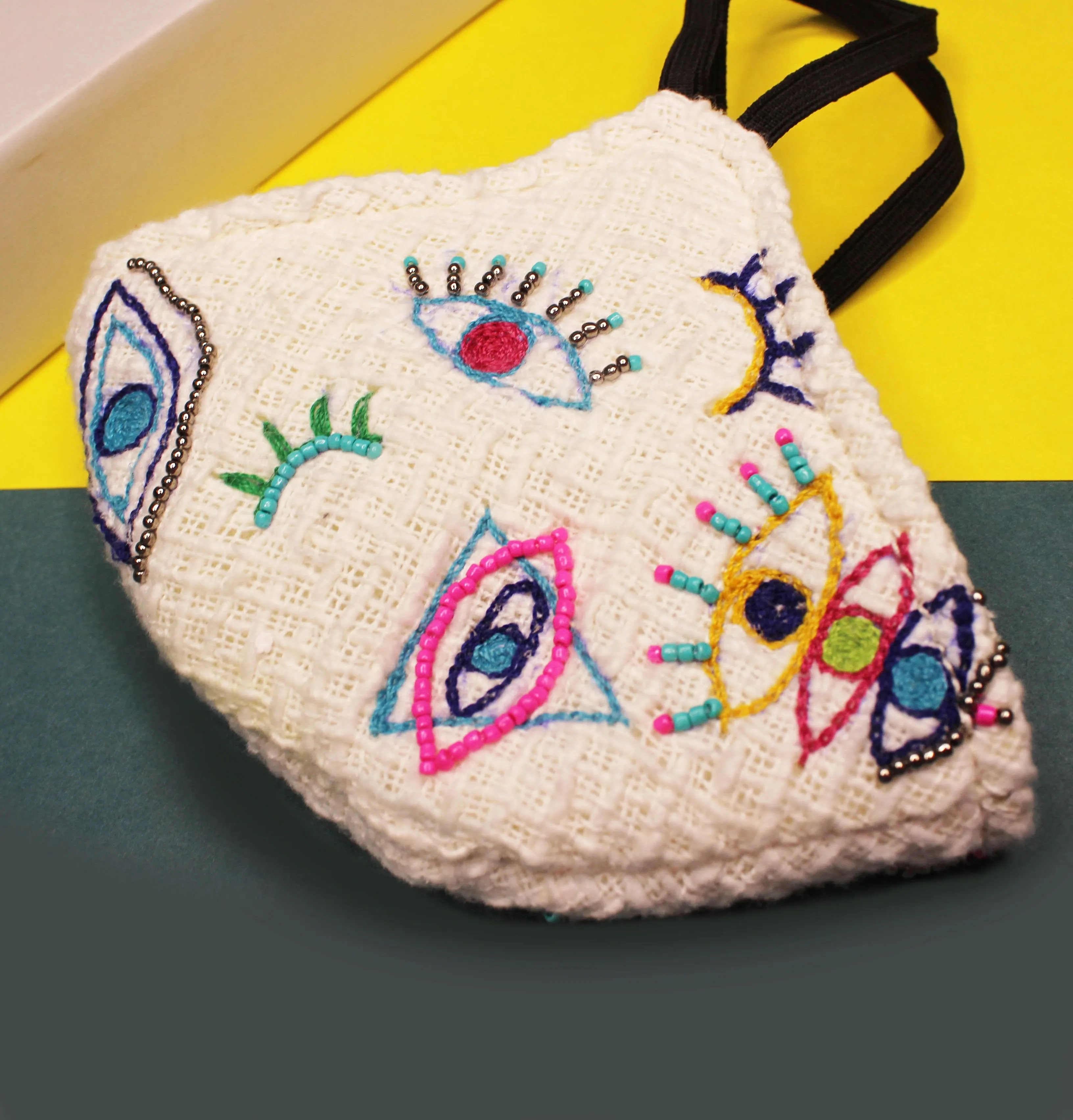 Quirky hand embroidered Mask