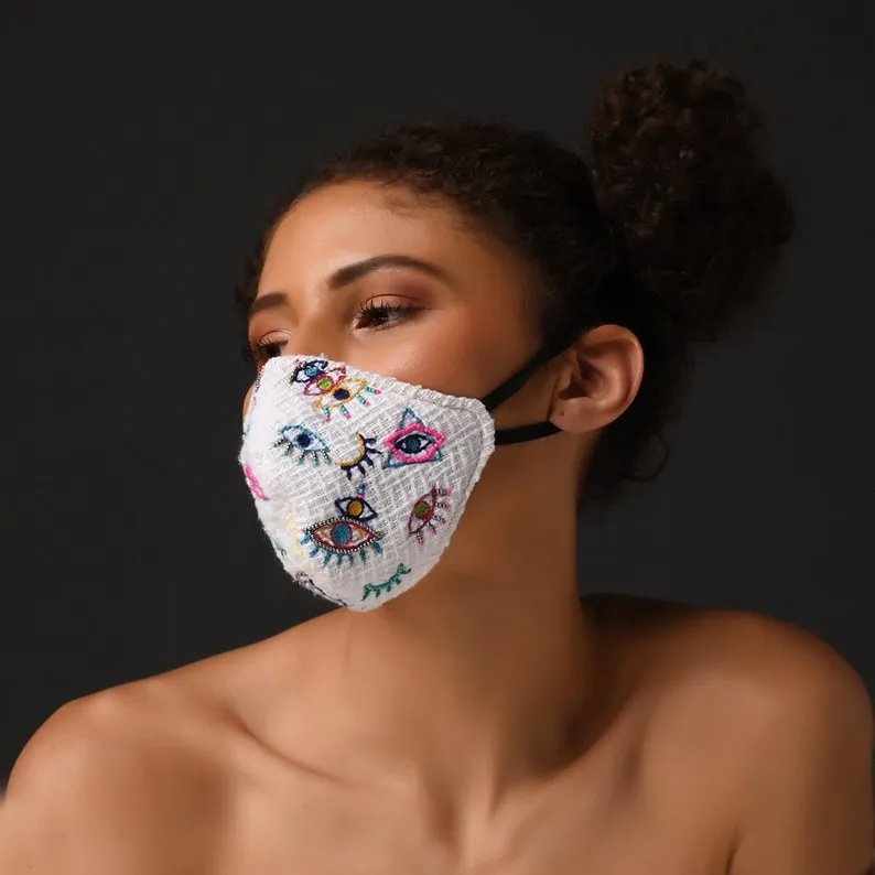 Quirky hand embroidered Mask