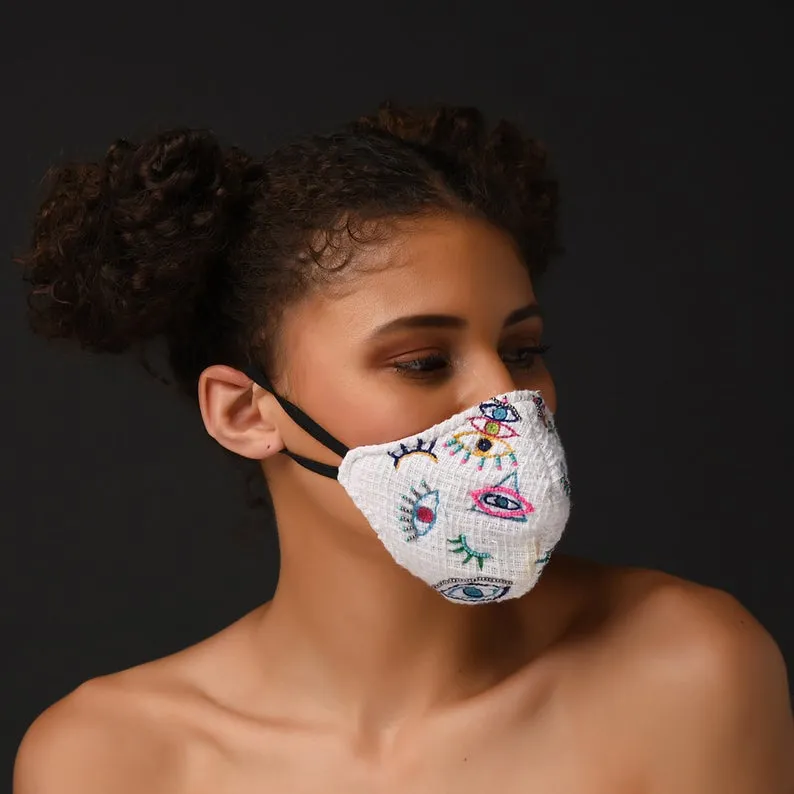 Quirky hand embroidered Mask