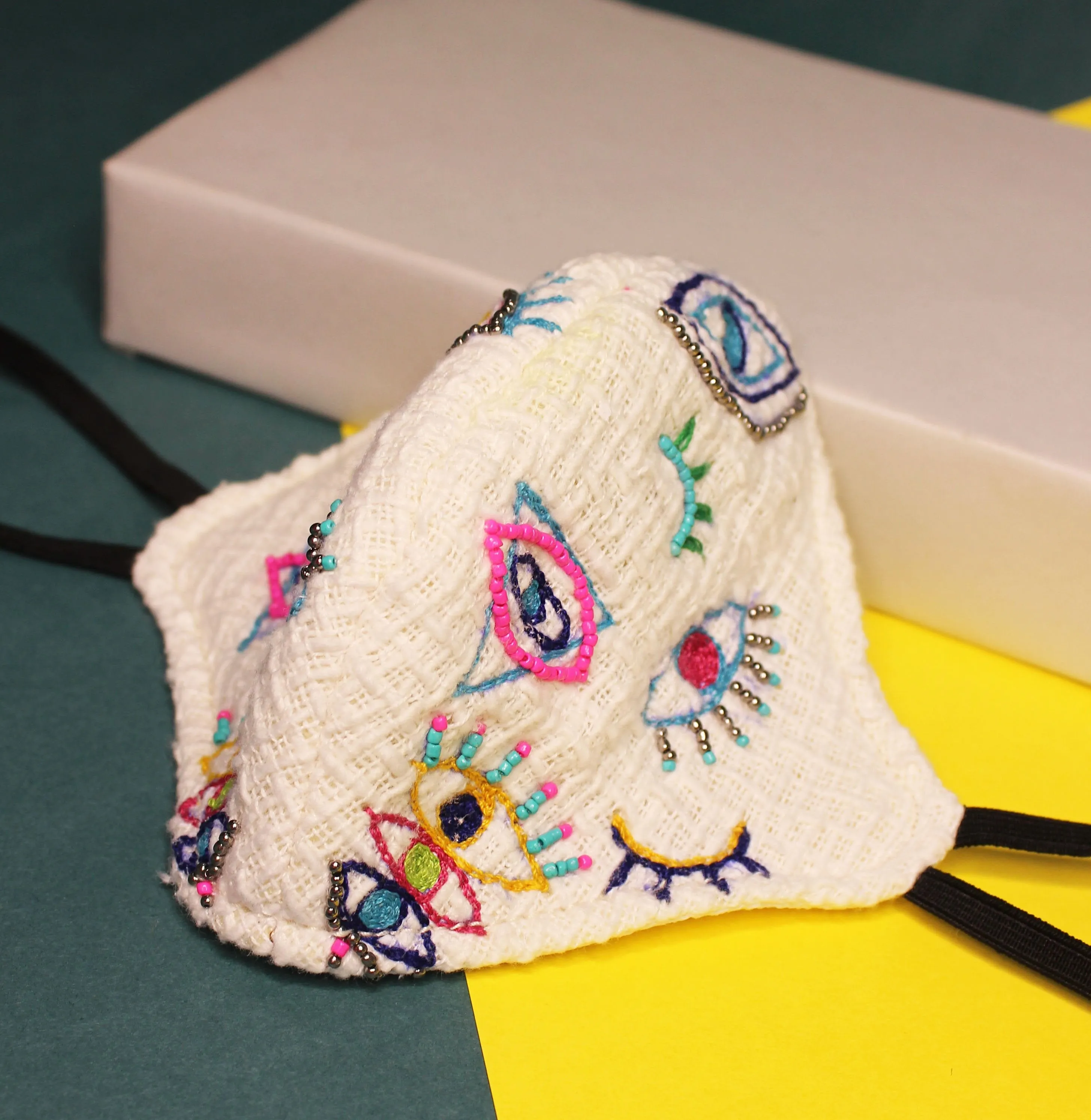 Quirky hand embroidered Mask