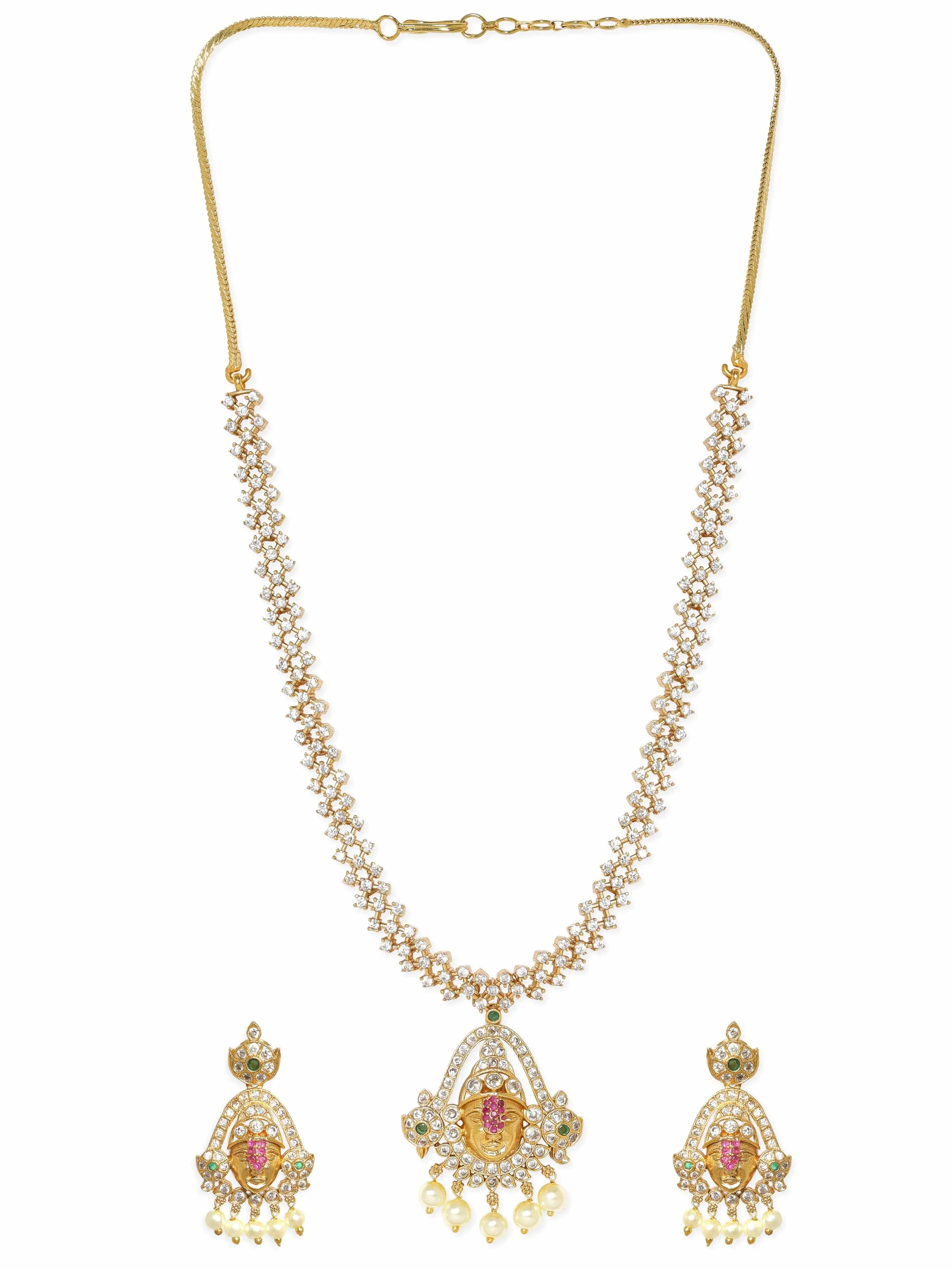 Rubans Elegant Golden AD Necklace Set