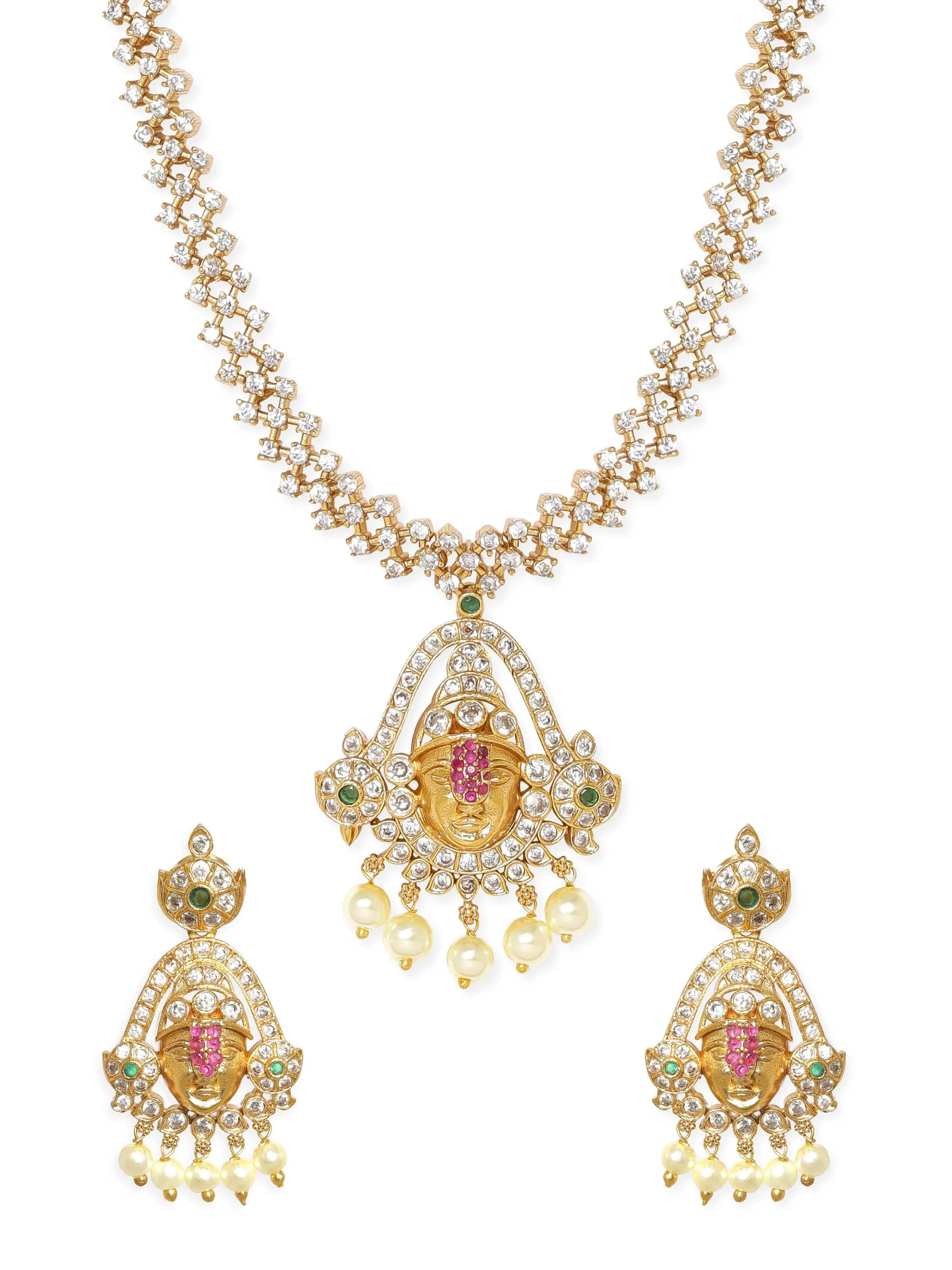 Rubans Elegant Golden AD Necklace Set