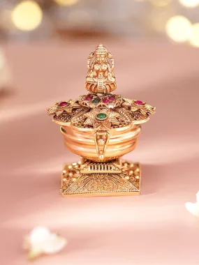 Rubans Exquisite 24K Gold-Plated Kumkum Box with Laxmi Goddess Motif