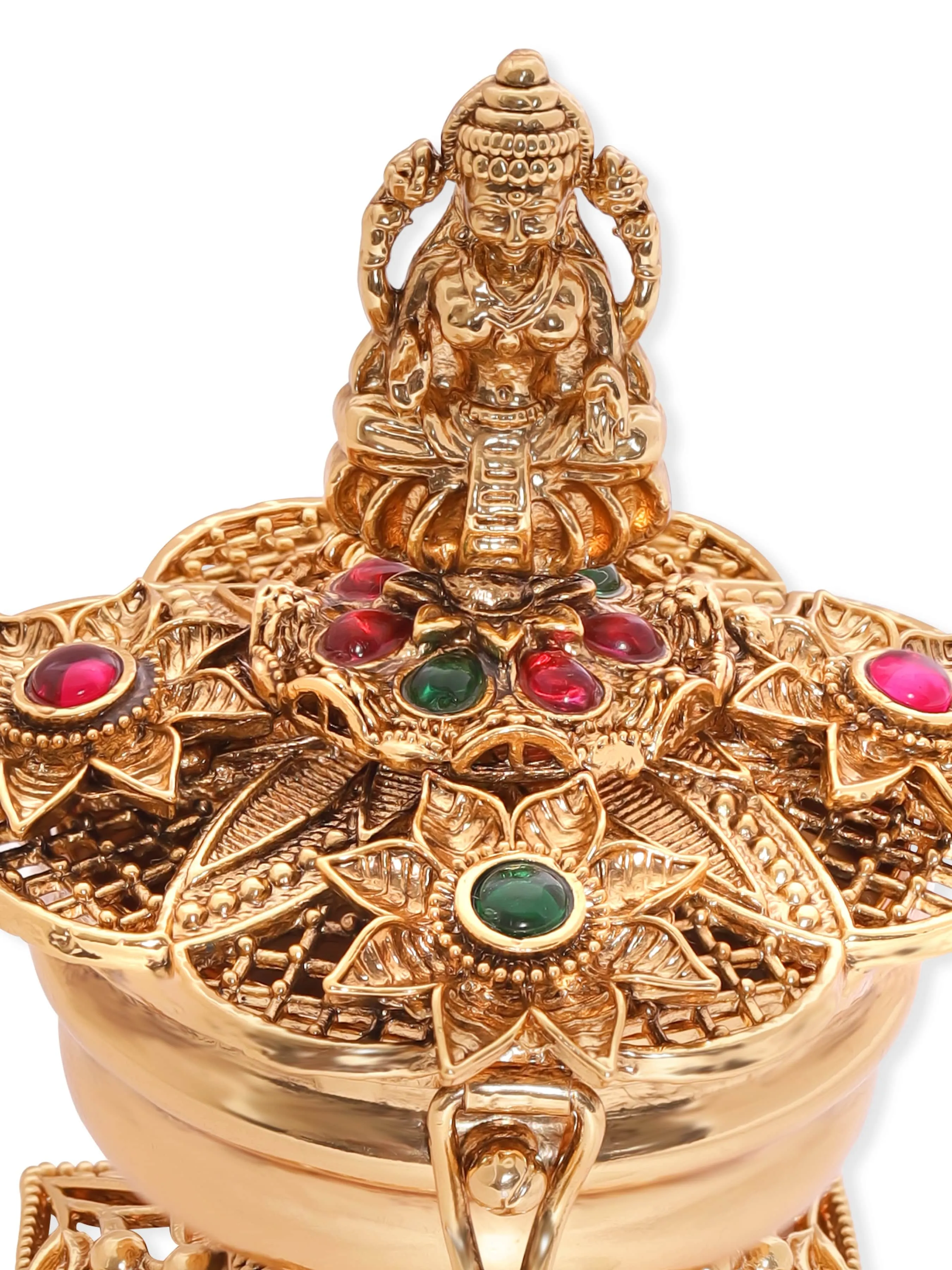 Rubans Exquisite 24K Gold-Plated Kumkum Box with Laxmi Goddess Motif