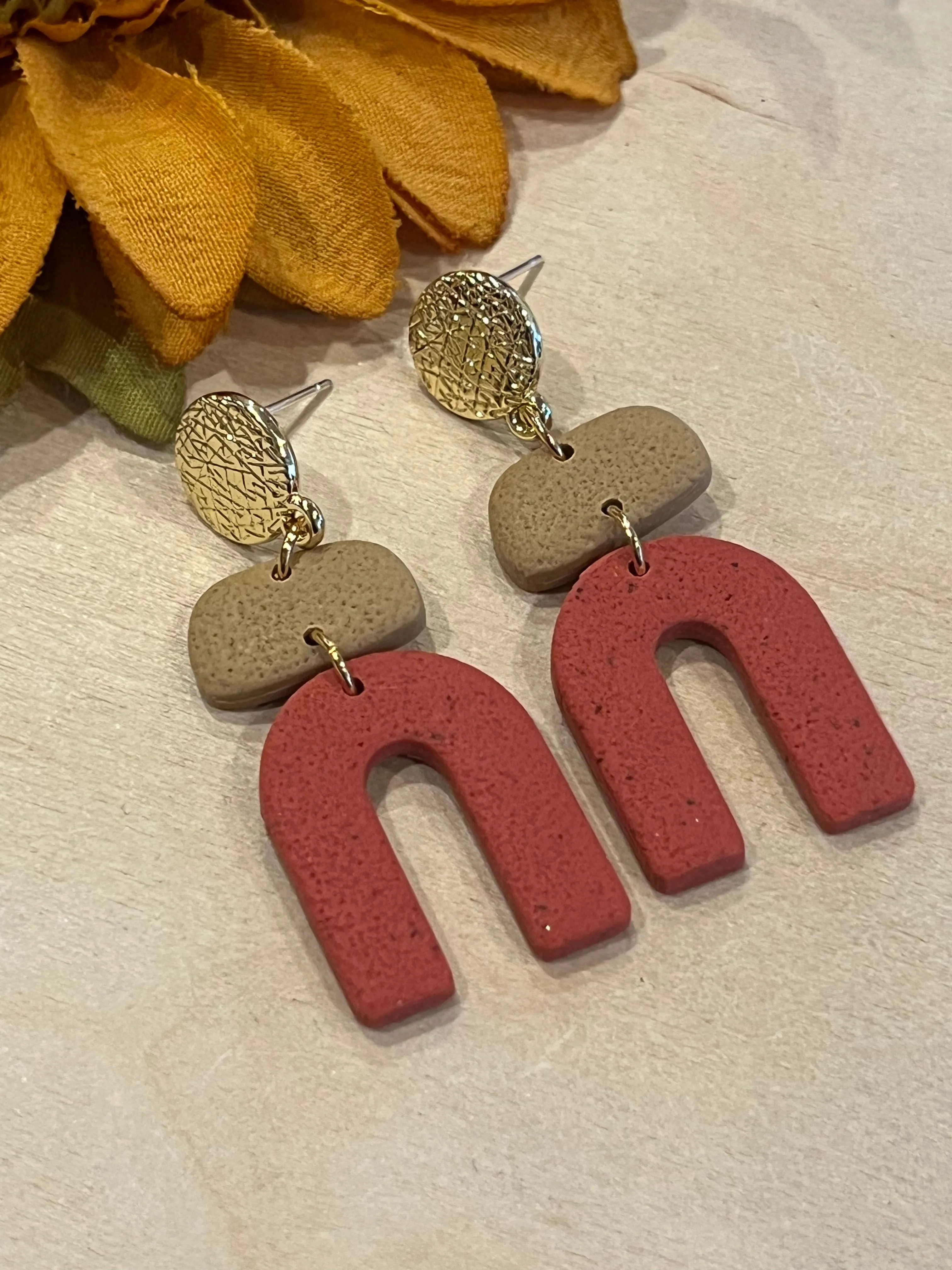 Rust Archway Handmade Clay Earrings