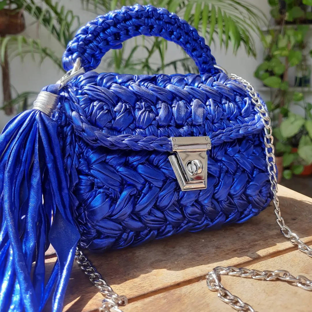 Shiroli Handmade Designer Metallic Royal Blue Bag