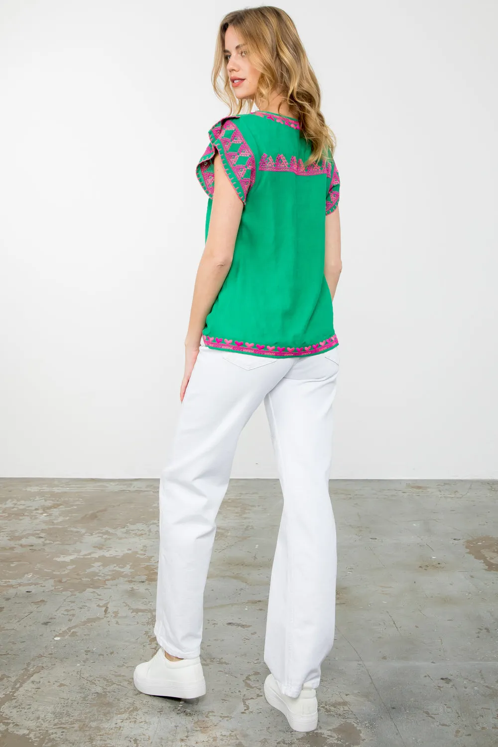 Short Sleeve Embroidered Top