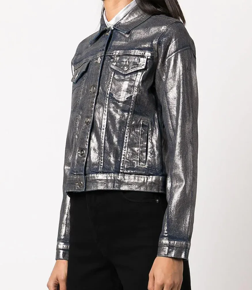 Silver/Denim Metallic Jean Jacket