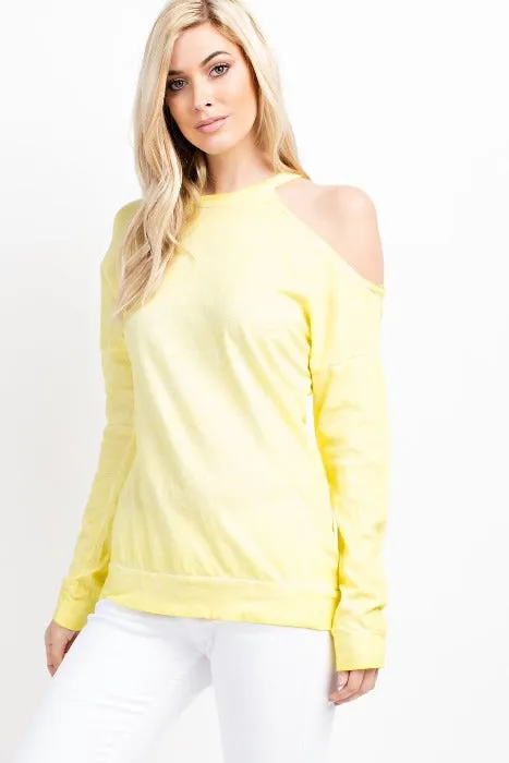 Single Shoulder Loose Fit Top - Yellow