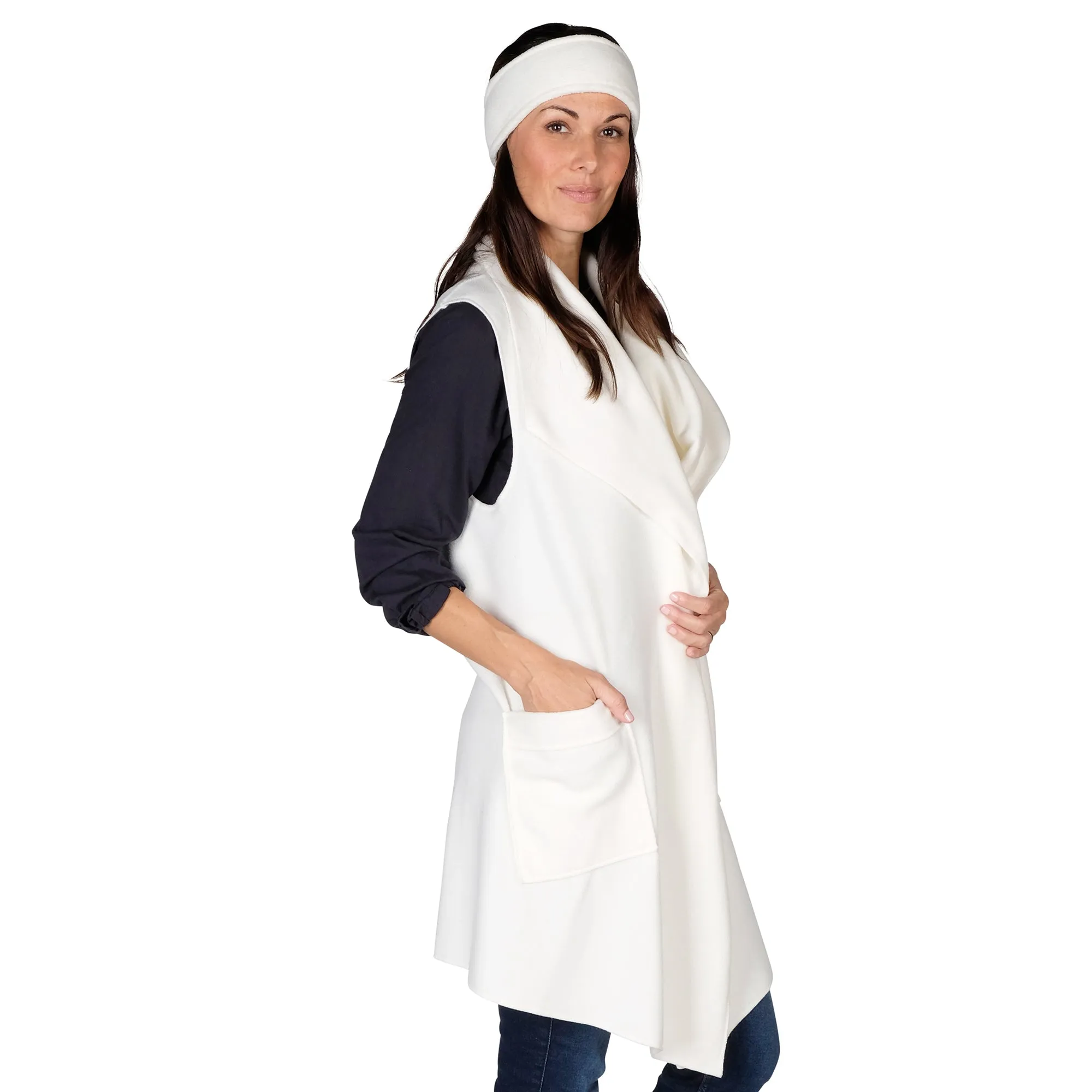 Stacey Cozy Coat Fleece Vest and Headband Set