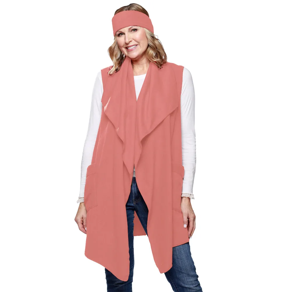 Stacey Cozy Coat Fleece Vest and Headband Set