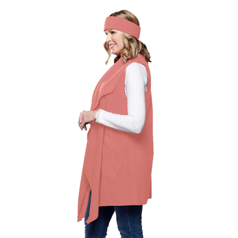 Stacey Cozy Coat Fleece Vest and Headband Set