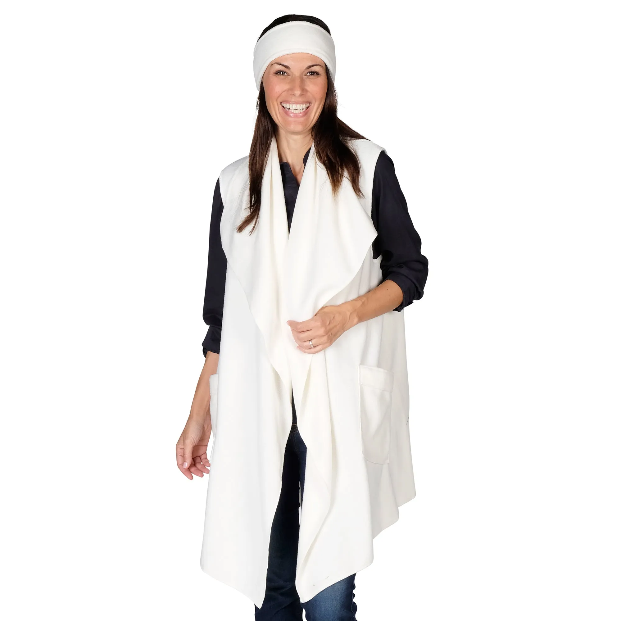 Stacey Cozy Coat Fleece Vest and Headband Set