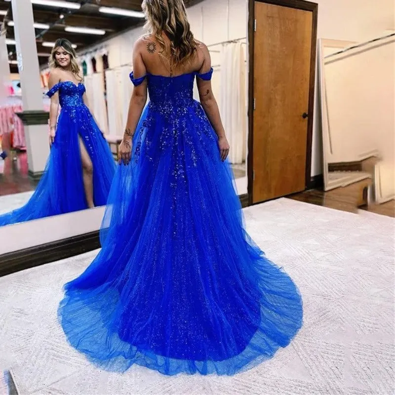 Strapless Applique Beading Sequins Tulle Formal Gown