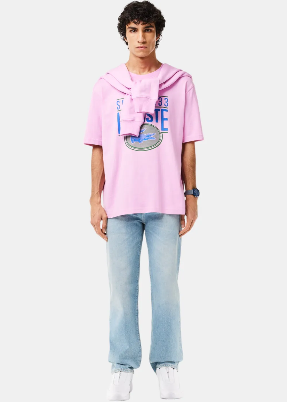 T-shirt Lacoste loose fit rose