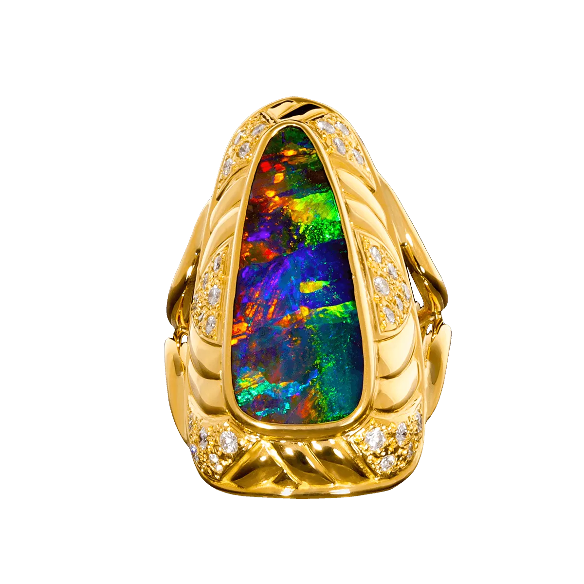 'The Sultan's Pride' Black Boulder Opal Ring