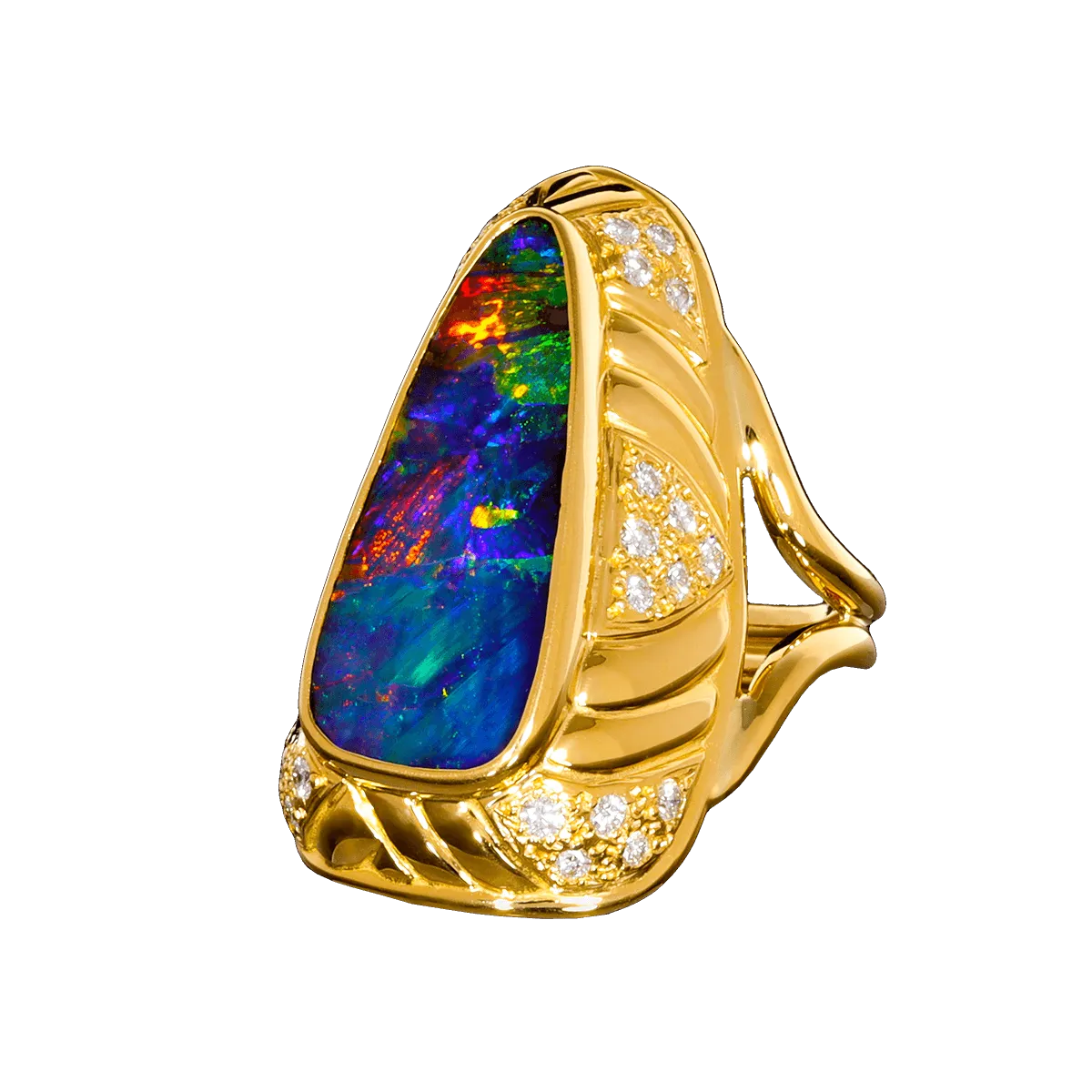 'The Sultan's Pride' Black Boulder Opal Ring