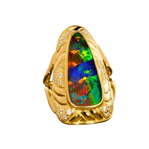 'The Sultan's Pride' Black Boulder Opal Ring