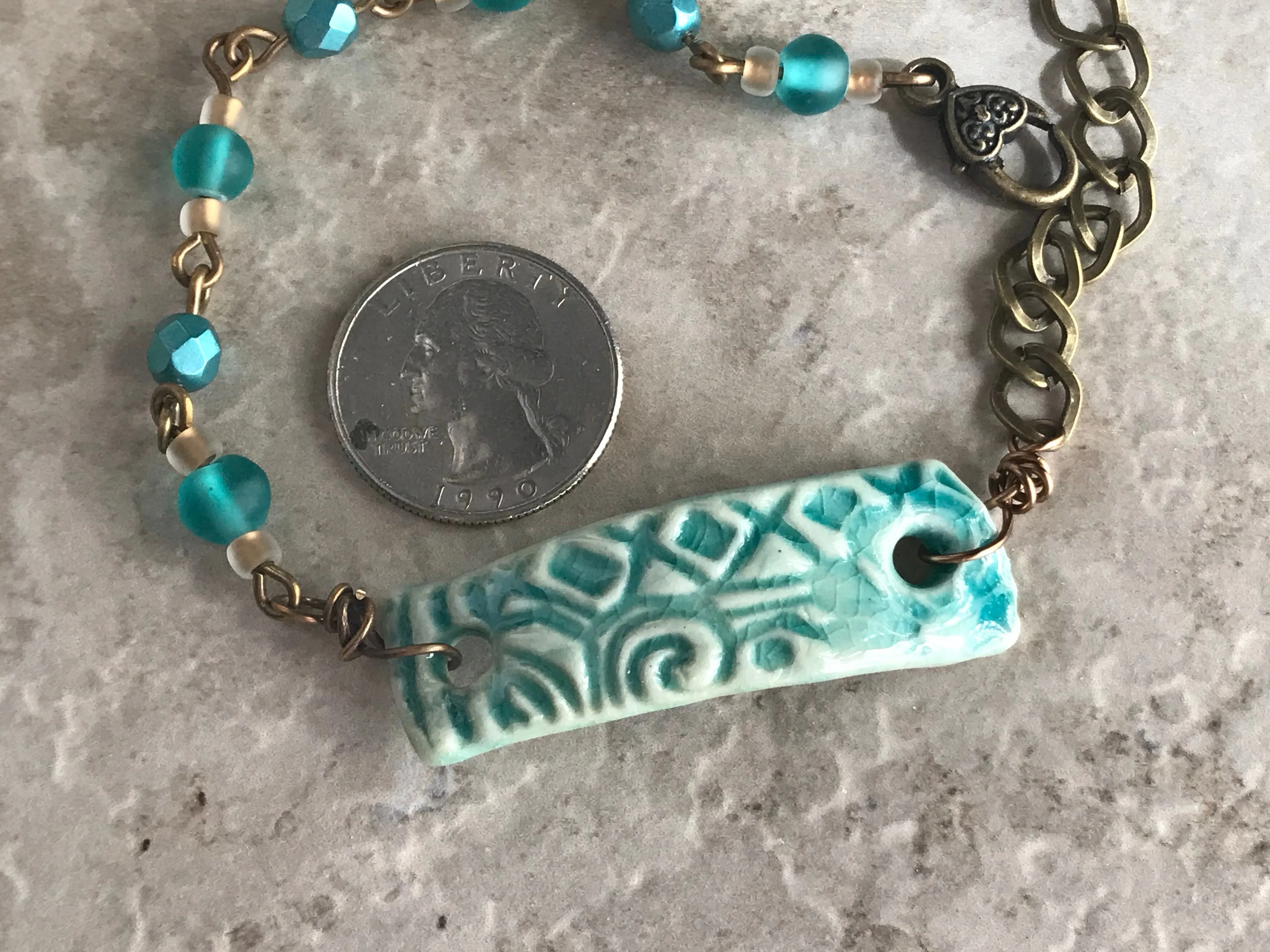 Turquoise Crackle Handmade Artisan Beaded Bracelet