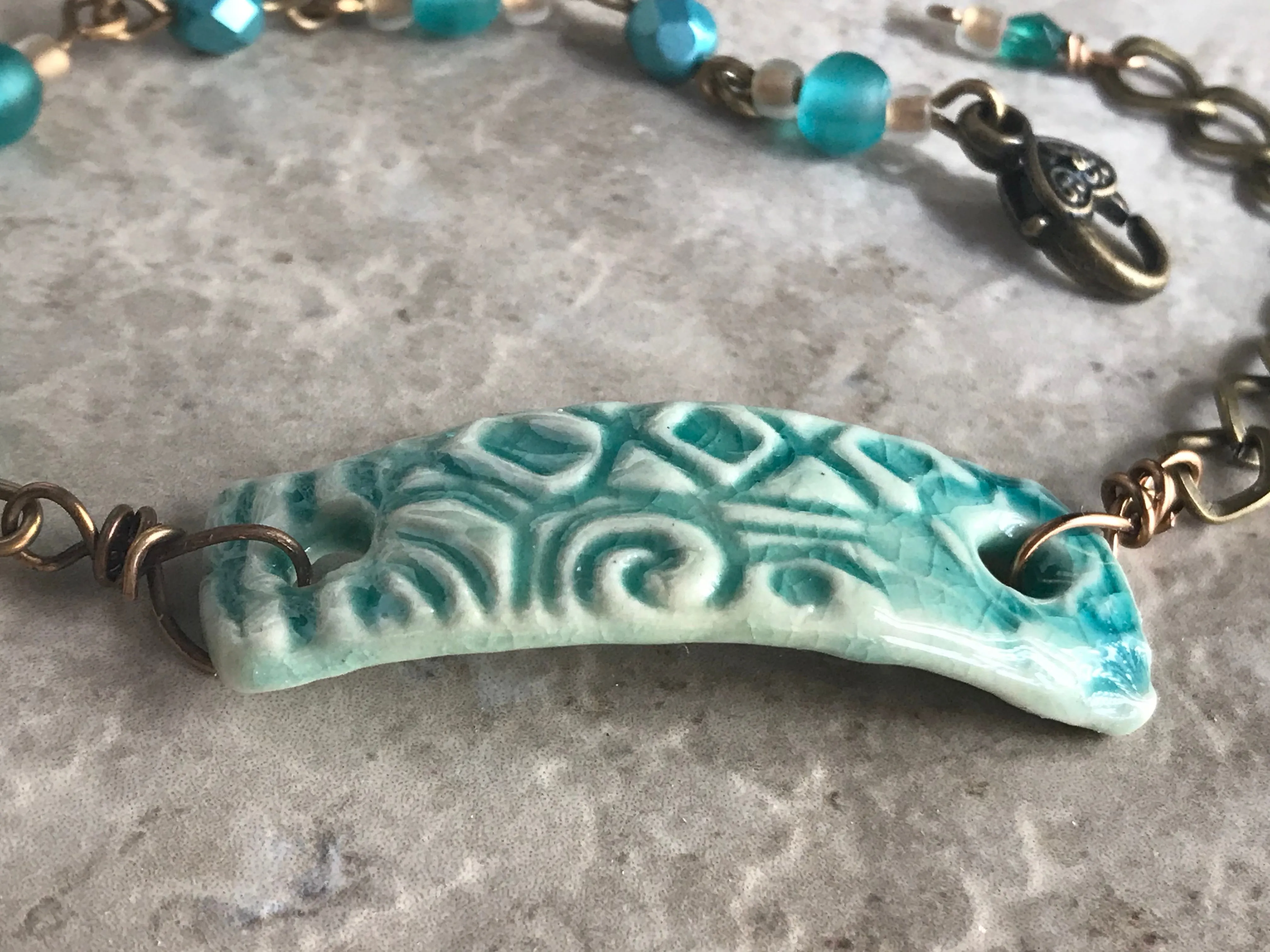 Turquoise Crackle Handmade Artisan Beaded Bracelet