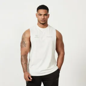 Vanquish Sun-faded Vintage White Oversized Sleeveless T Shirt