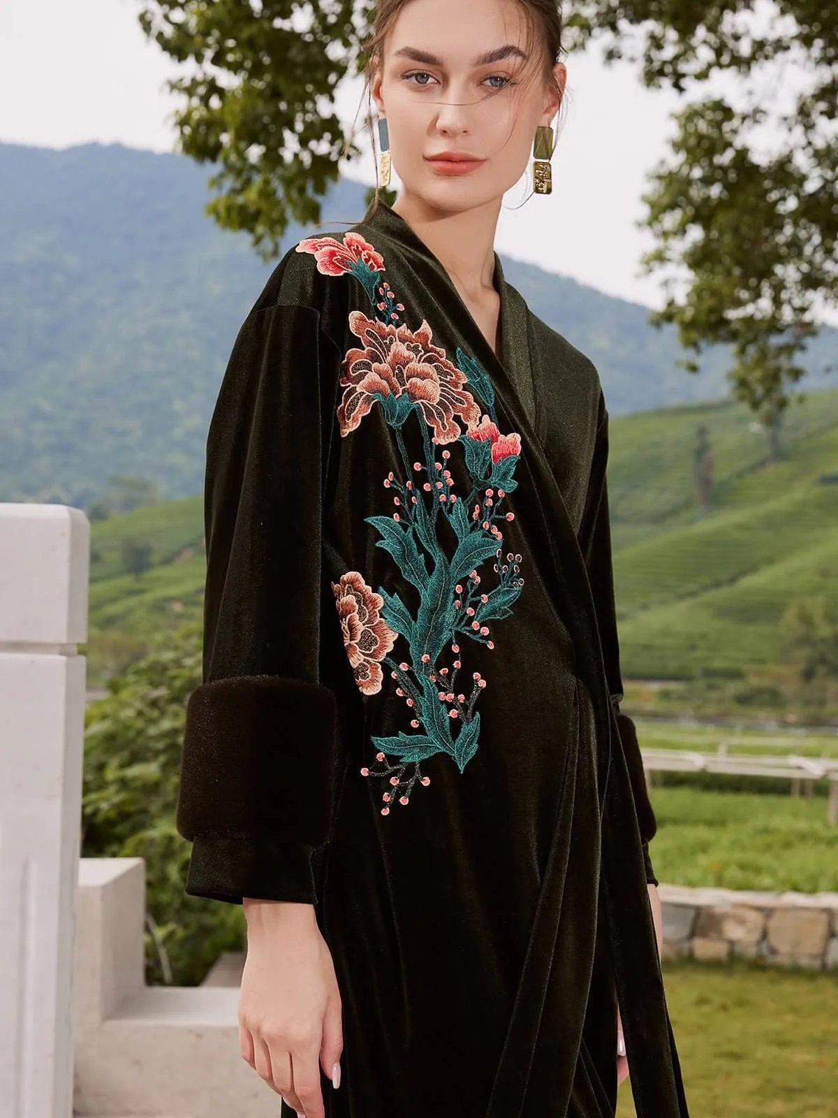 Luxurious Embroidered Velvet Robe