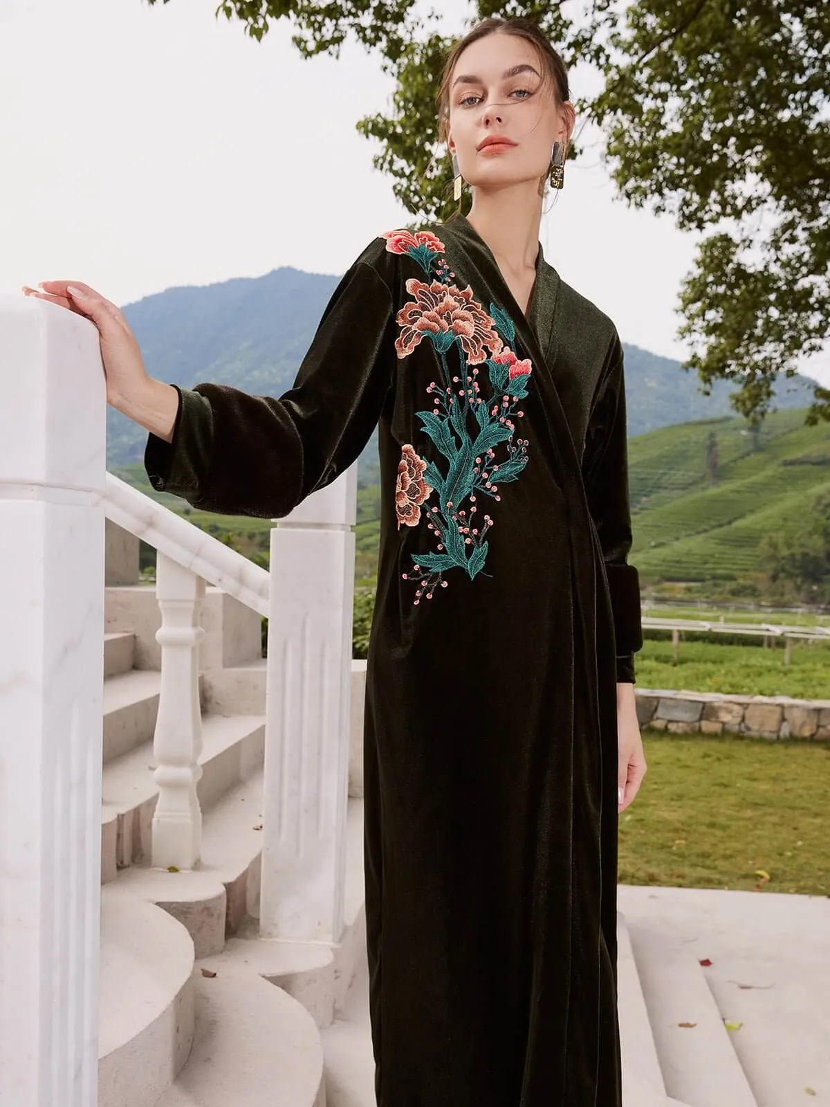 Luxurious Embroidered Velvet Robe